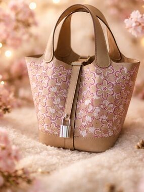 Hermes Swift Micro Lucky Daisy Picotin Lock Chai Rose White